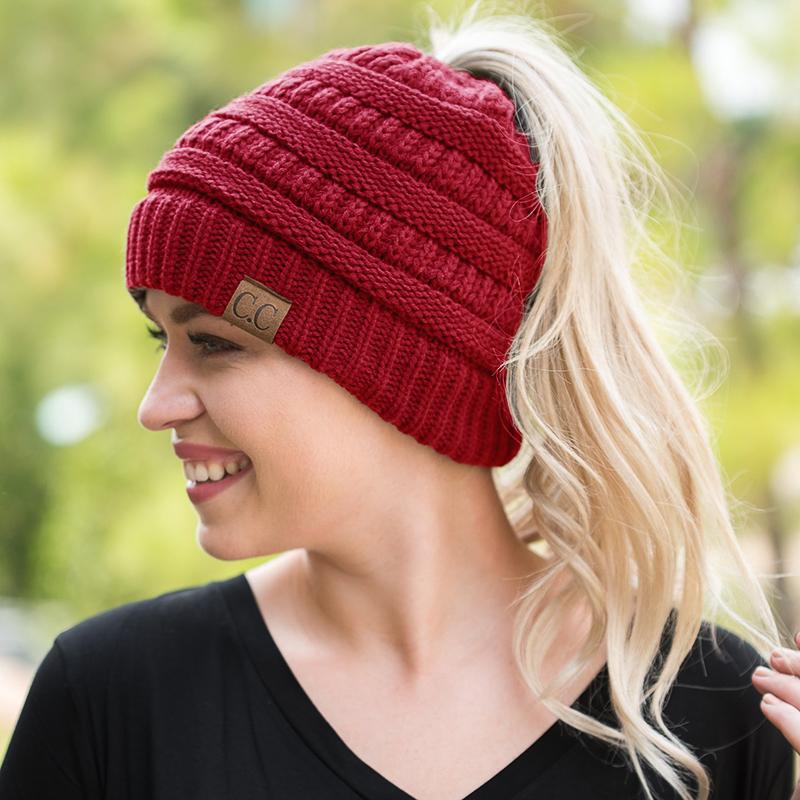 Messy Bun Ponytail Beanie - 70%OFF!