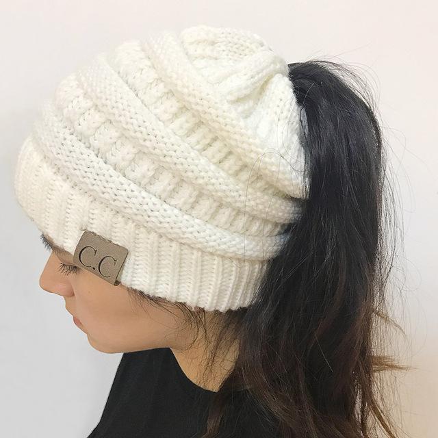 Messy Bun Ponytail Beanie - 70%OFF!